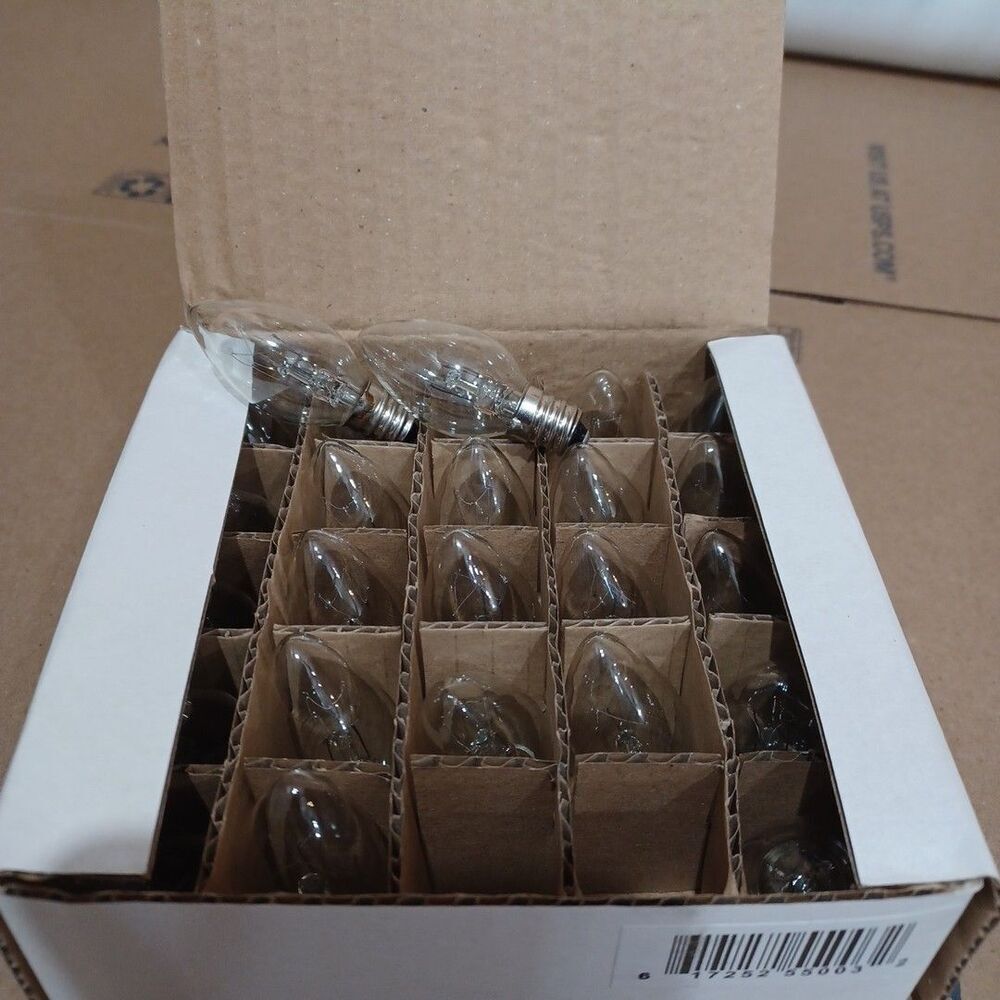 C7 5W Clear Box of 25 Replacement Bulbs Transparent 130v NOS Light Show Craft
